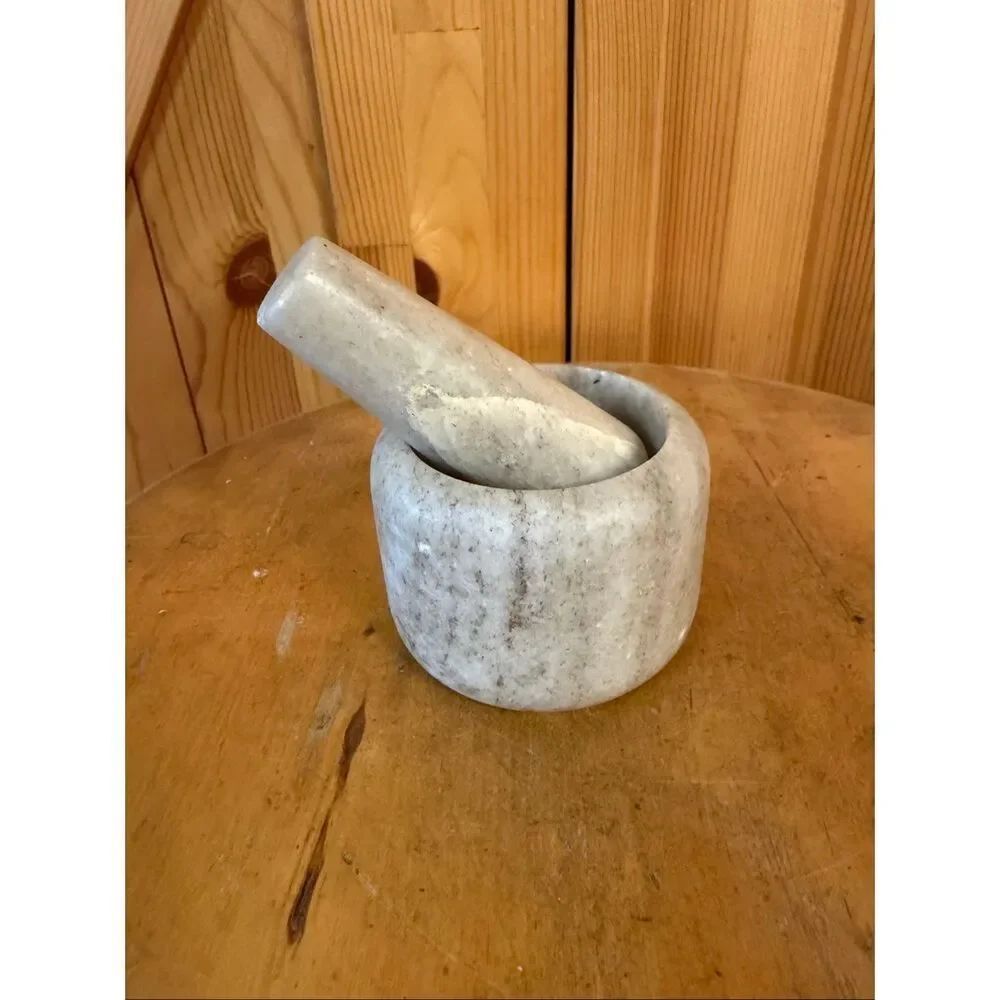 Vintage Marble Mortar & Pestle Set Herb Spice Grinder (7505) Made in India